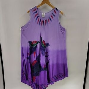 SITA Graduated Purple Dress Swimsuit Cover With Printed Fish OSFA
